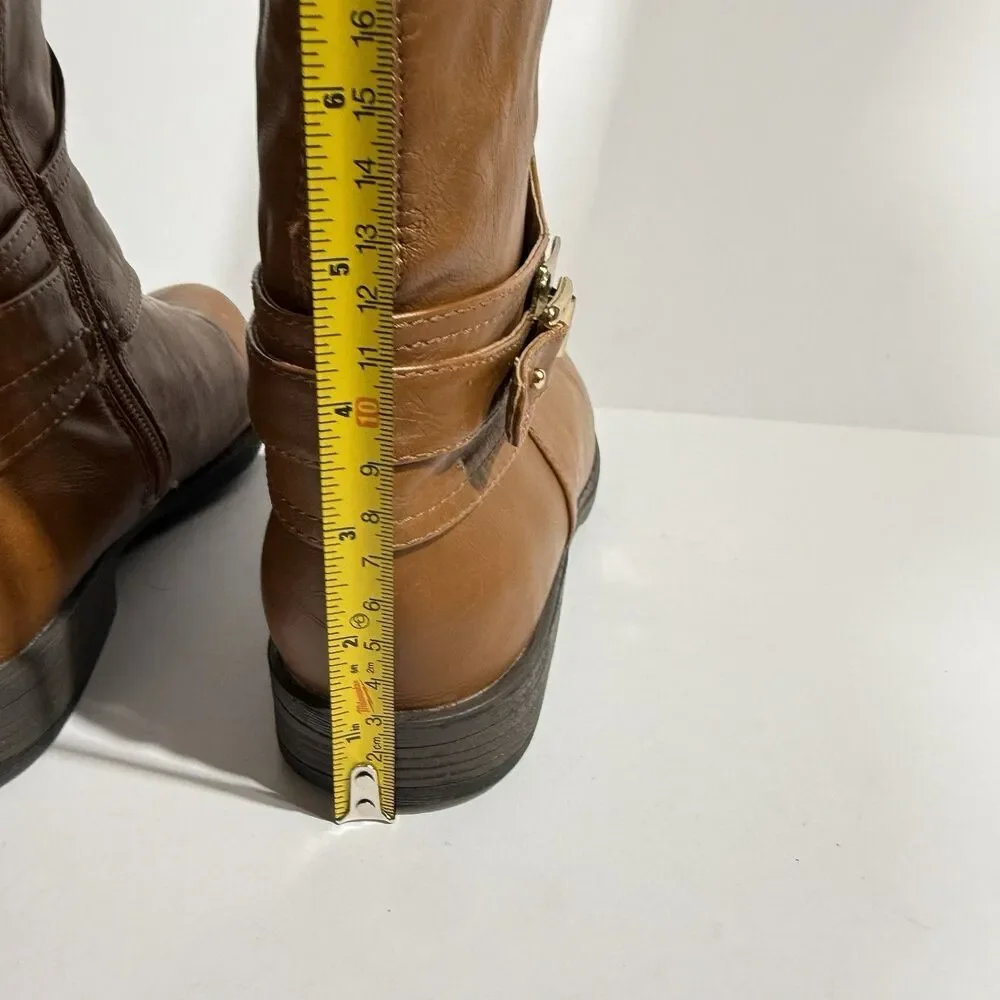 Women’s Montana-49 Brown Knee High Boots Size 8 Buckle Zip Riding Style